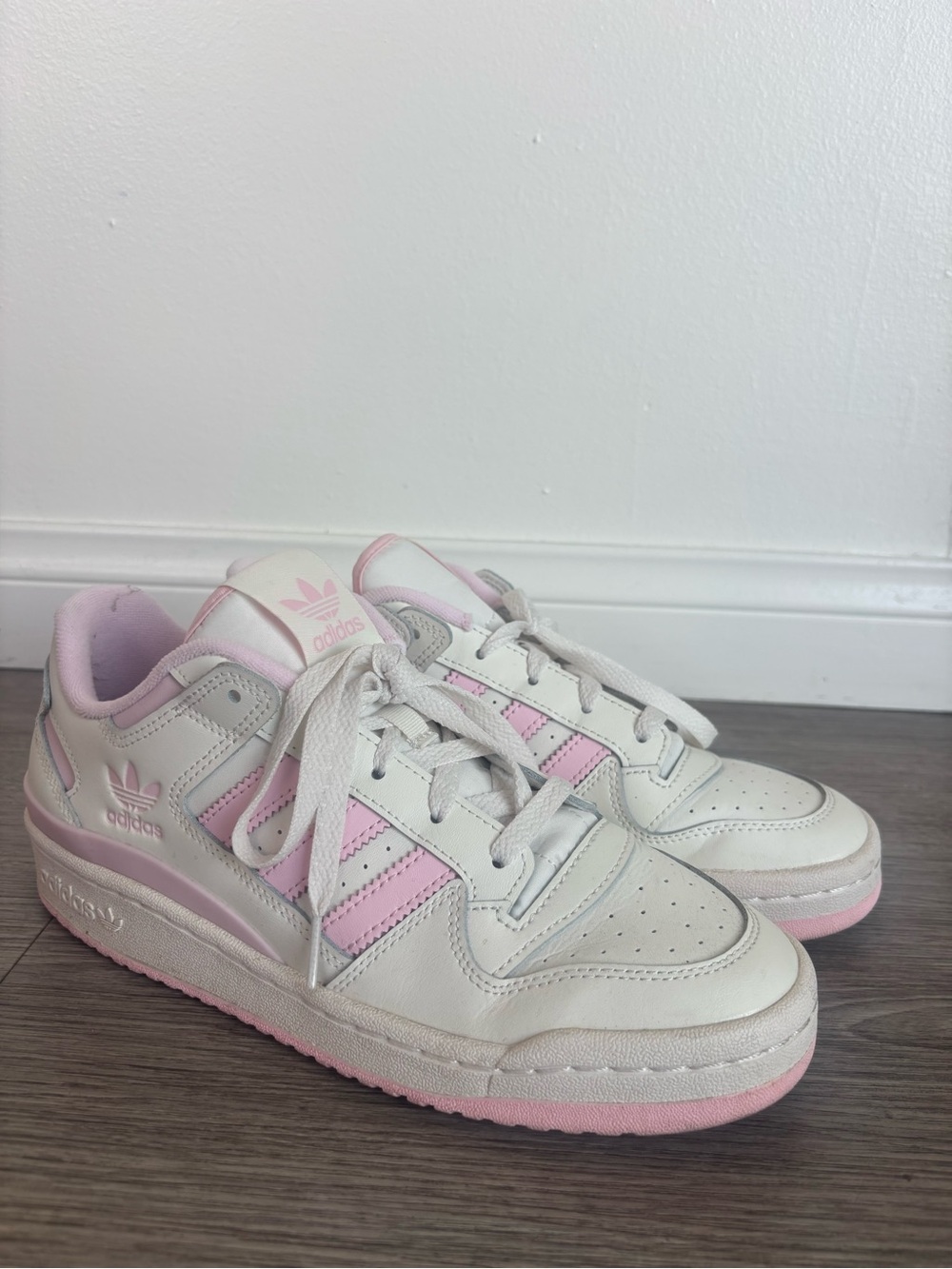 adidas White and Light Pink Women's Low-Top Sneakers